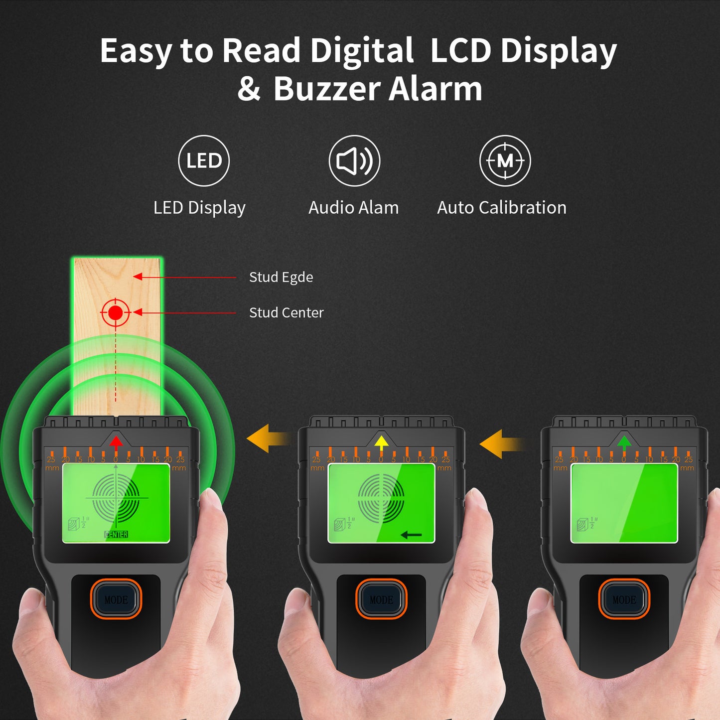 5 In 1 Electric Detector Wall Wood Metal Sensor Wire Stud Finder Cable Scanner