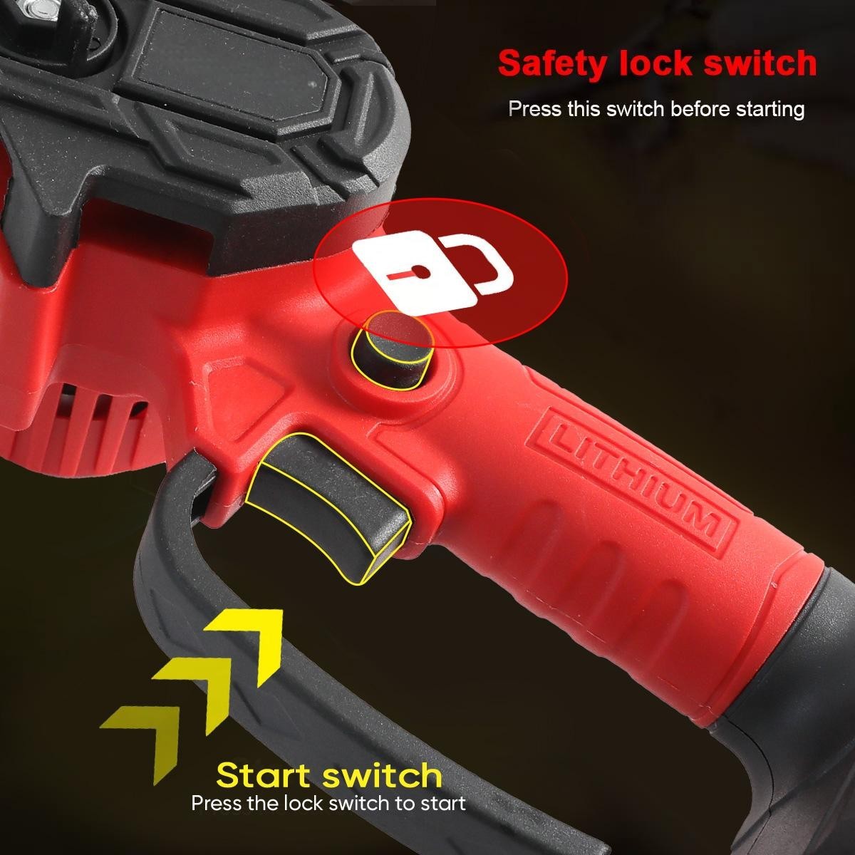 2 Batteries 4000W Mini Cordless Chainsaw Electric One-Hand Saw Wood Cutter