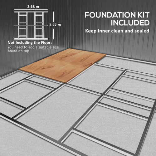 Outsunny 13 X 11ft Large Garden Shed, Mental Garden Storage Shed With Foundation Kit Ventilation & Doors, Light Grey