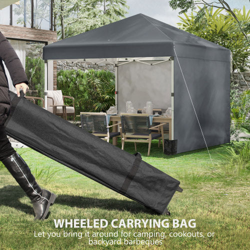 Outsunny 3 X 3 M Pop Up Gazebo, UPF 30 With 2 Sidewalls, Leg Weight Bags And Wheeled Bag, Height Adjustable Party Tent Event Shelter For Garden, Patio, Dark Grey