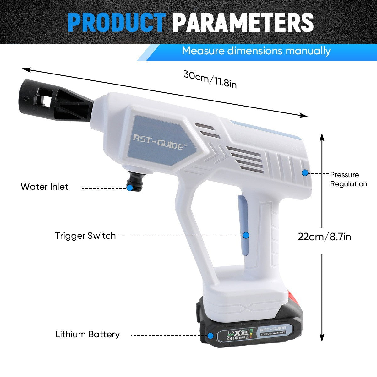 Car Pressure Washer Water Cordless High Power Jet Wash Cleaner Portable 2Battery