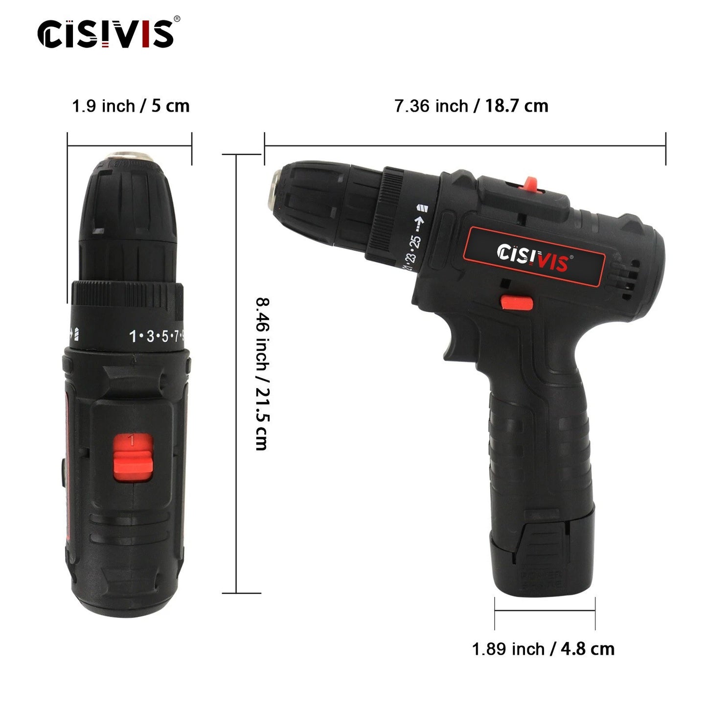 12V Cordless Electric Drill Set Electric Driver Screwdriver With 2 Batteries