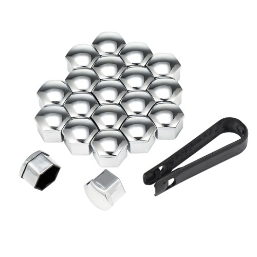 20Pcs 17mm Gloss Silver Car Wheel Nut Caps Bolt Covers For VW Vauxhall Bmw