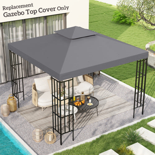 Outsunny Gazebo Top Cover Double Tier Canopy Replacement Pavilion Roof Deep Grey