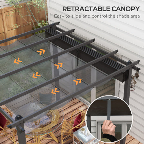 Outsunny 3 X 3m Aluminium Pergola, With Retractable Roof - Dark Grey