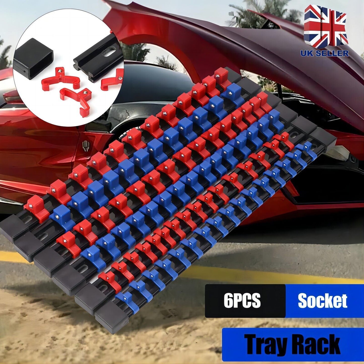 6PCS Socket Rail Storage Holder Organizer Tray Set 1 2 3 8 1 4 Wall Mount ABS