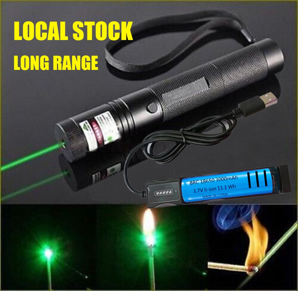 Green Laser Pointer Pen Light 9900Mile Strong Visible Beam Lazer AAA Torch 532nm USB Rechargeable Flashlight