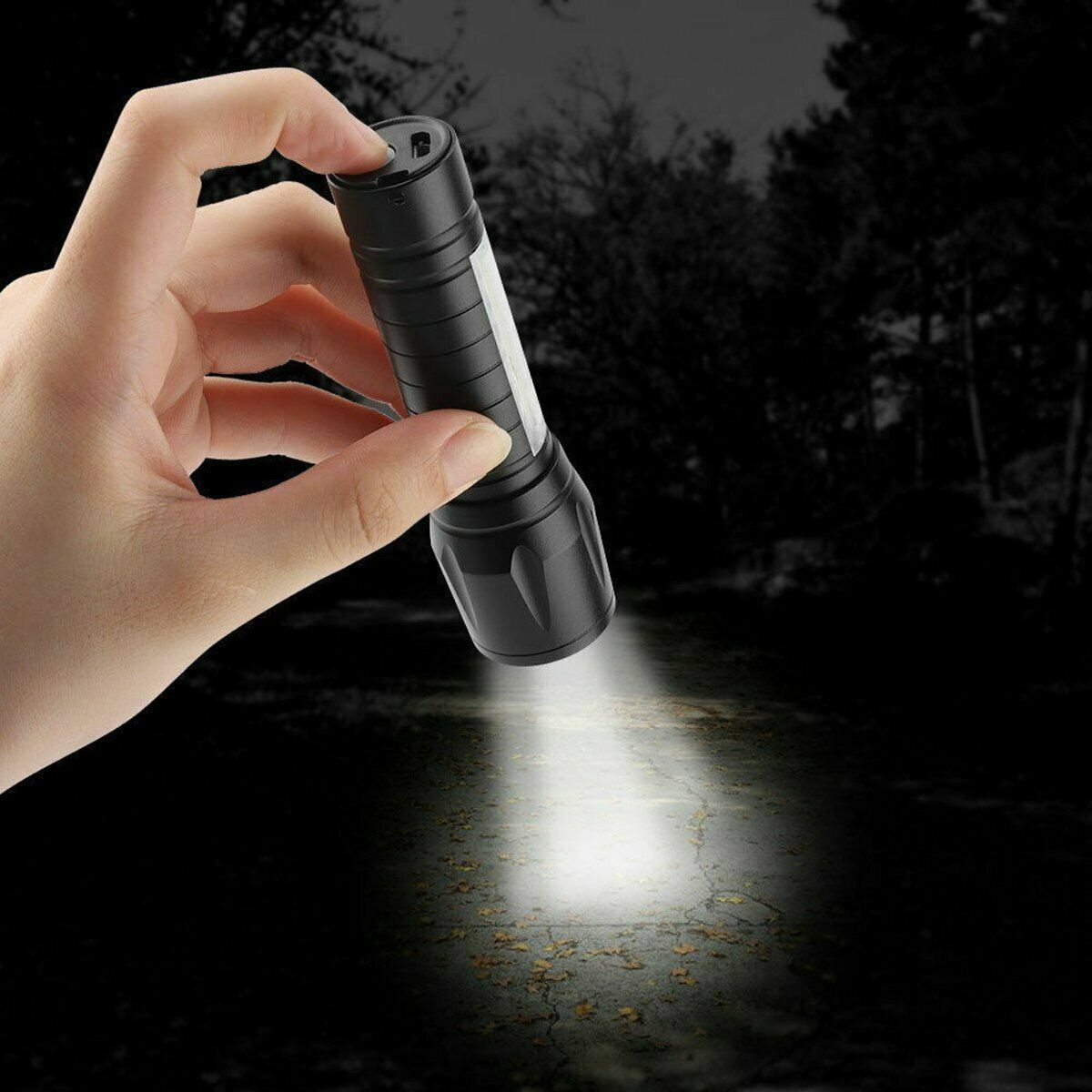 Mini Flashlight LED COB Torch Rechargeable High Lumens Zoomable Adjustable Focus Camping Light 3 Modes For Outdoor Waterproof
