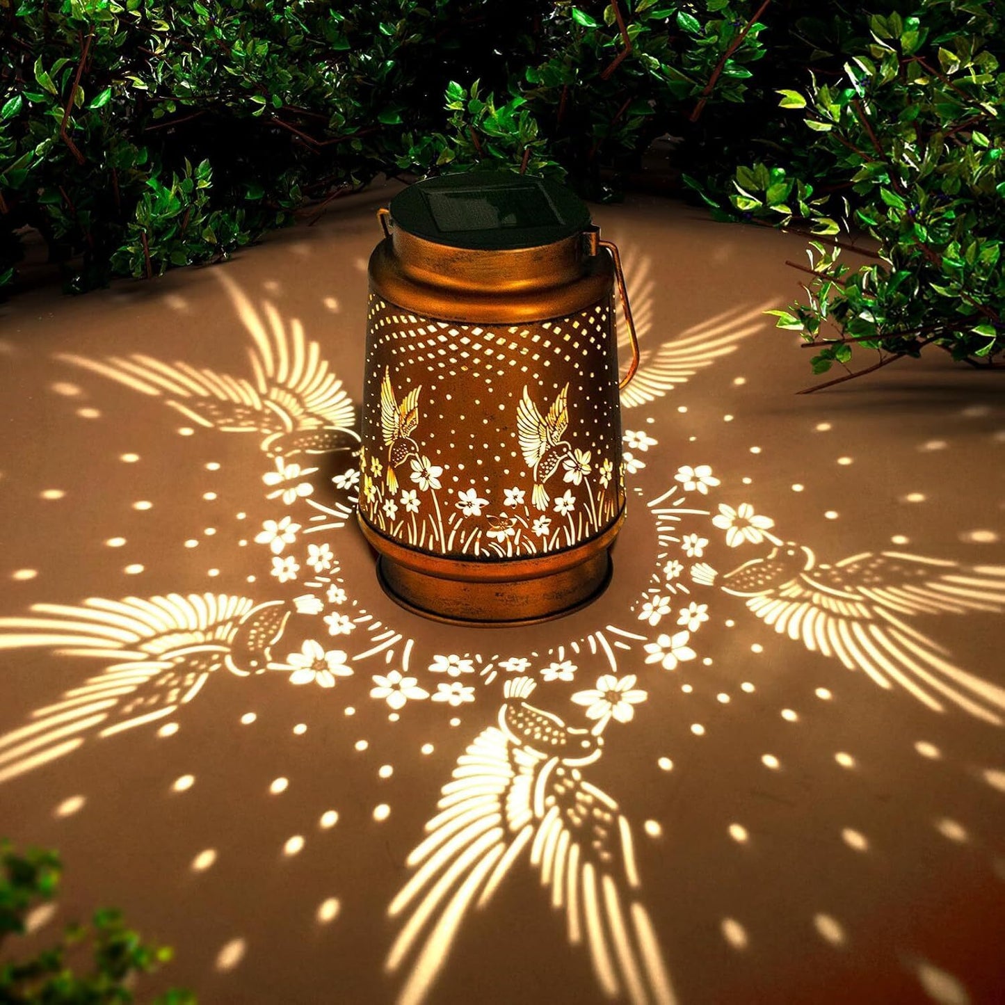 Hummingbird Solar Lantern Metal Hanging Light LED Decorative Light Garden Decor
