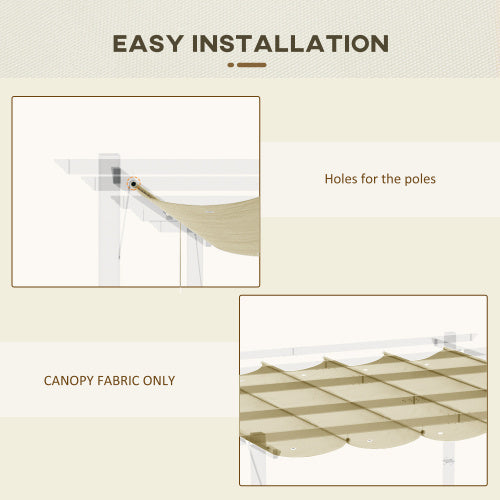 Outsunny Retractable Pergola Shade Cover, Replacement Canopy Fabric For 3 X 3 M Pergola, Gazebo Retractable Roof, Beige