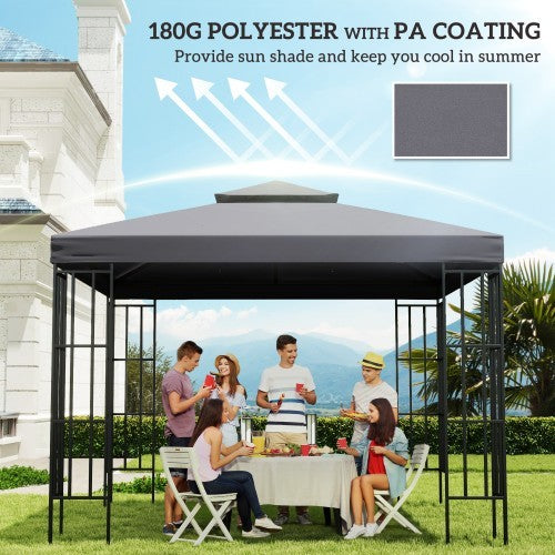 Outsunny Gazebo Top Cover Double Tier Canopy Replacement Pavilion Roof Deep Grey