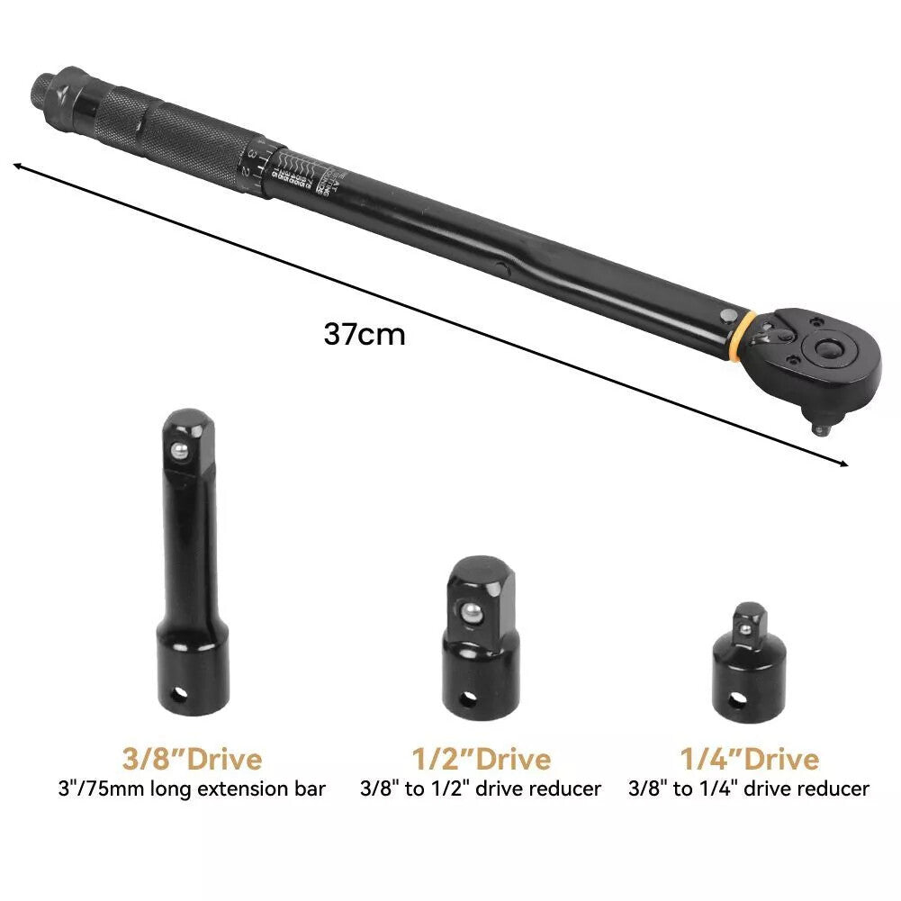 Square Drive Torque Wrench Ratchet 13.6-108.5Nm 10-80Ft-Lb 3 In 1