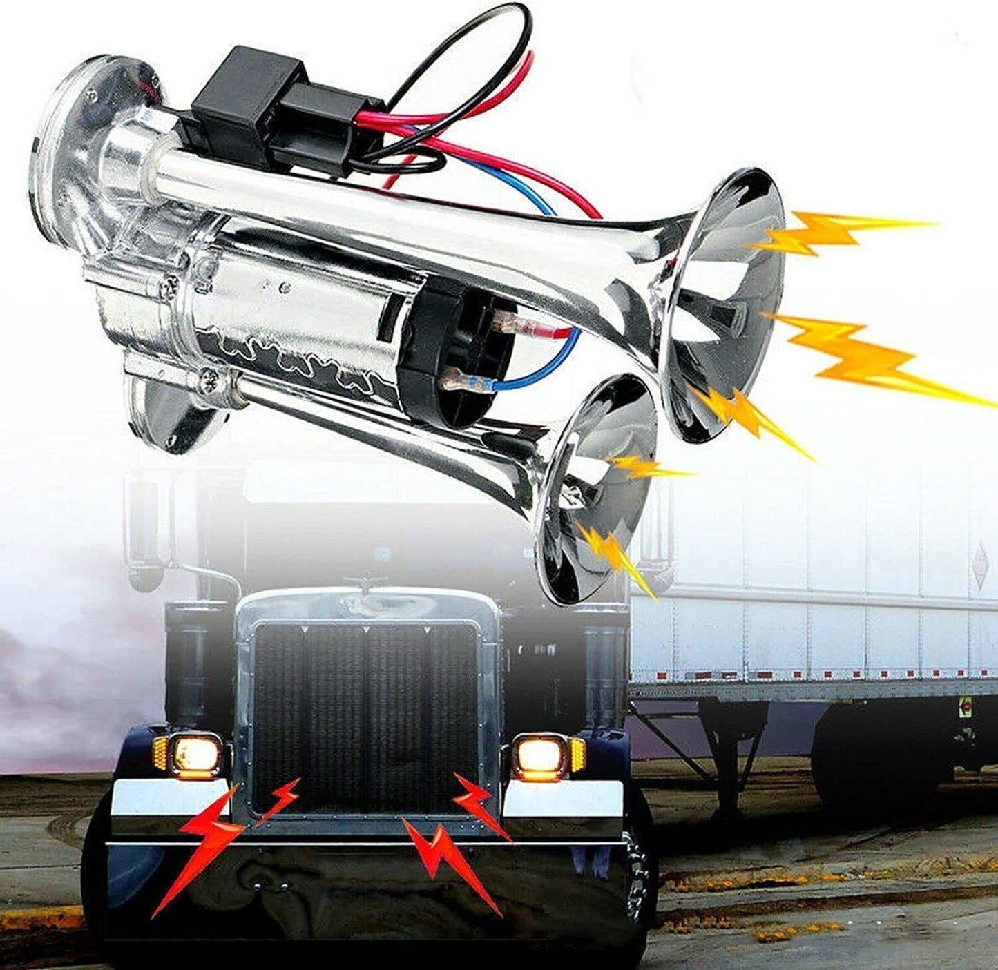 600DB Super Loud Train Air Horn Kit 12V Truck Car Dual Trumpet W Air Compressor