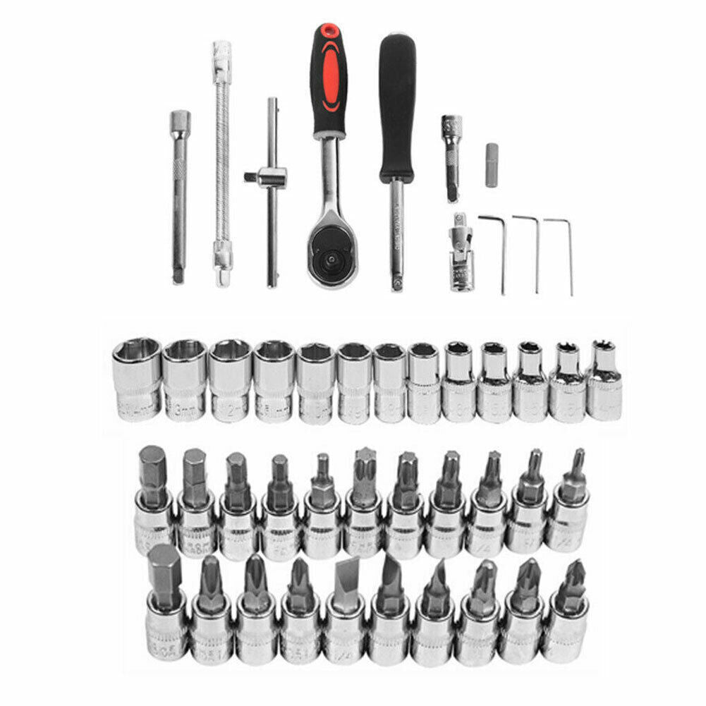 46PCS Metric Socket Set Ratchet Torx Wrench Kit 1 4 Drive Repair Tool With Case