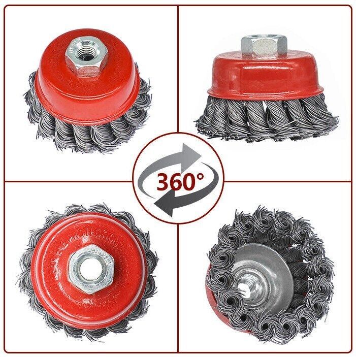 4Pcs Twist Knot Semi Flat Wire Wheel Cup Brush Set Kit For Angle Grinder M14 UK