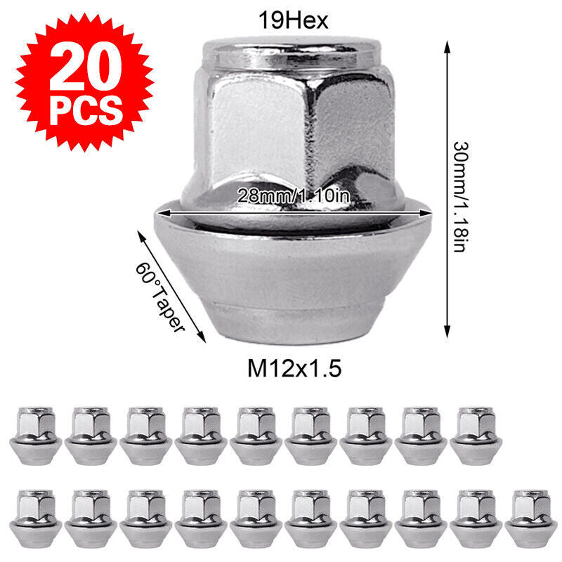 20Pcs For Ford Focus MK2 MK3 ST Car Alloy Wheel Nuts M12X1.5 19MM Bolt Lug Studs