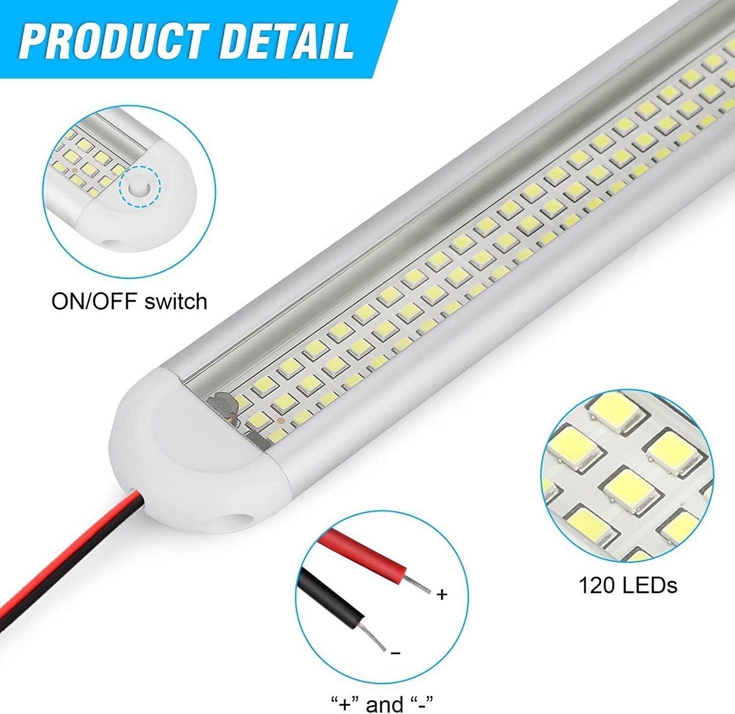 12V 120 LED Car Interior Strip Lights Bar Light Car Van Caravan Boat Home Bus UK