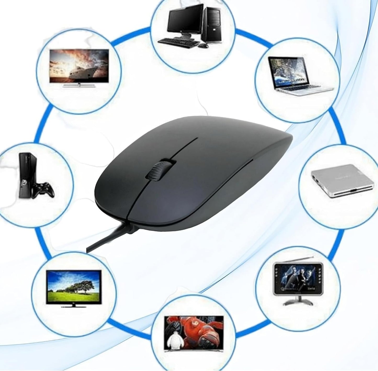 Ultra-Slim Optical Wired Scroll Wheel Mouse Mice For PC Laptop Notebook Desktop