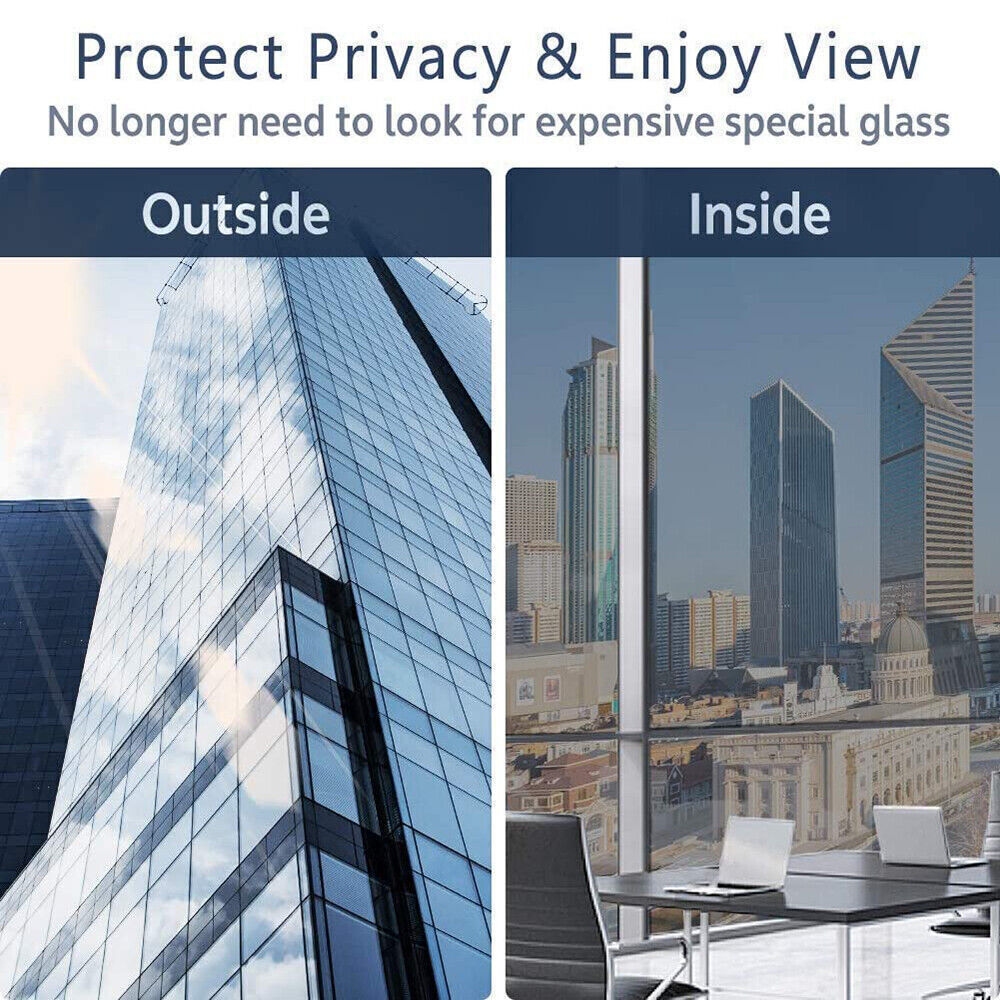One Way Mirror Reflective Window Film Home Privacy Solar Tint Foil Glass Sticker