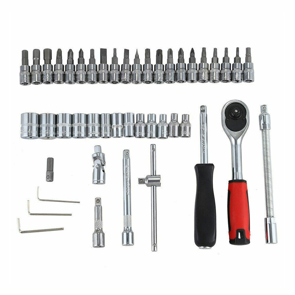 46PCS Metric Socket Set Ratchet Torx Wrench Kit 1 4 Drive Repair Tool With Case