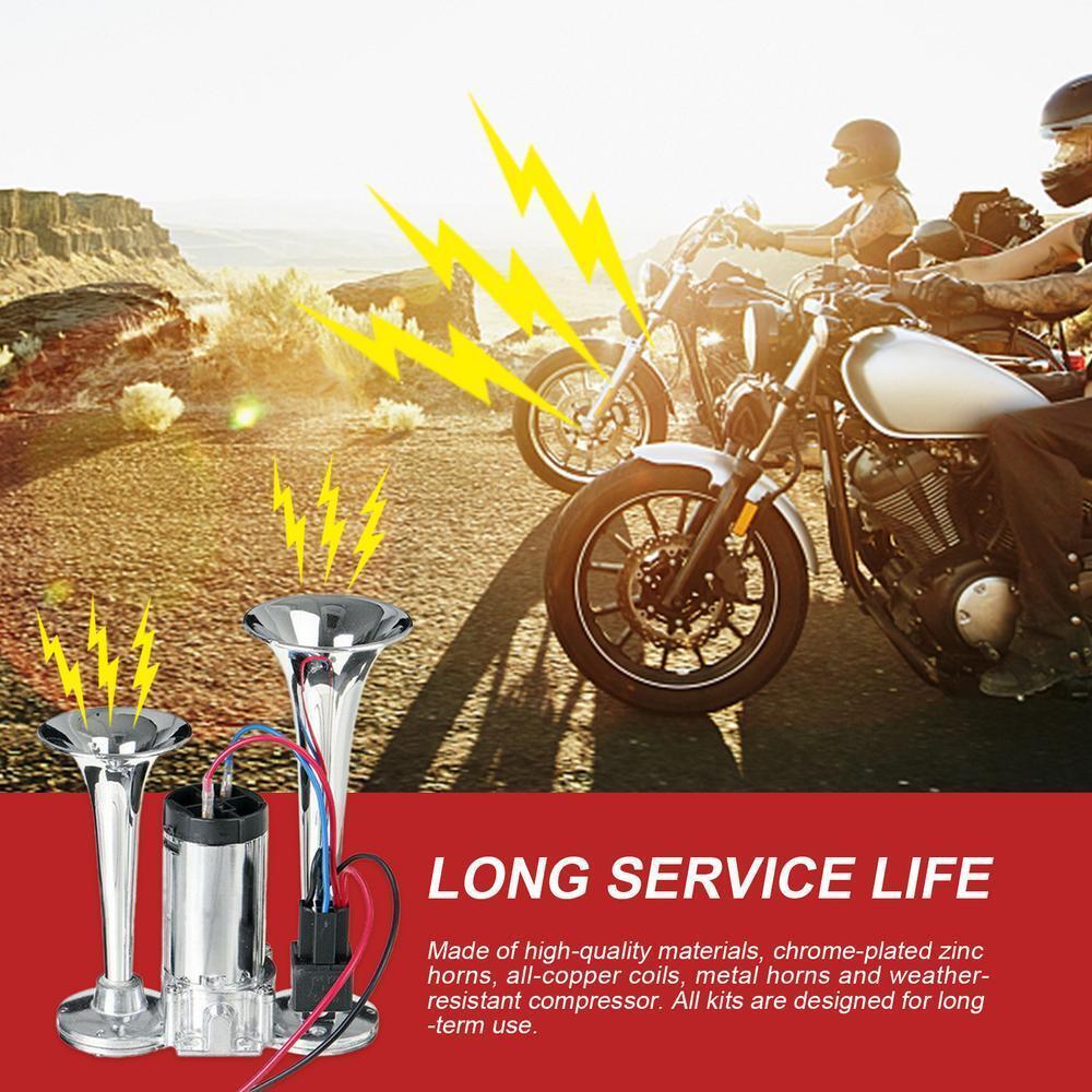 600DB Super Loud Train Air Horn Kit 12V Truck Car Dual Trumpet W Air Compressor