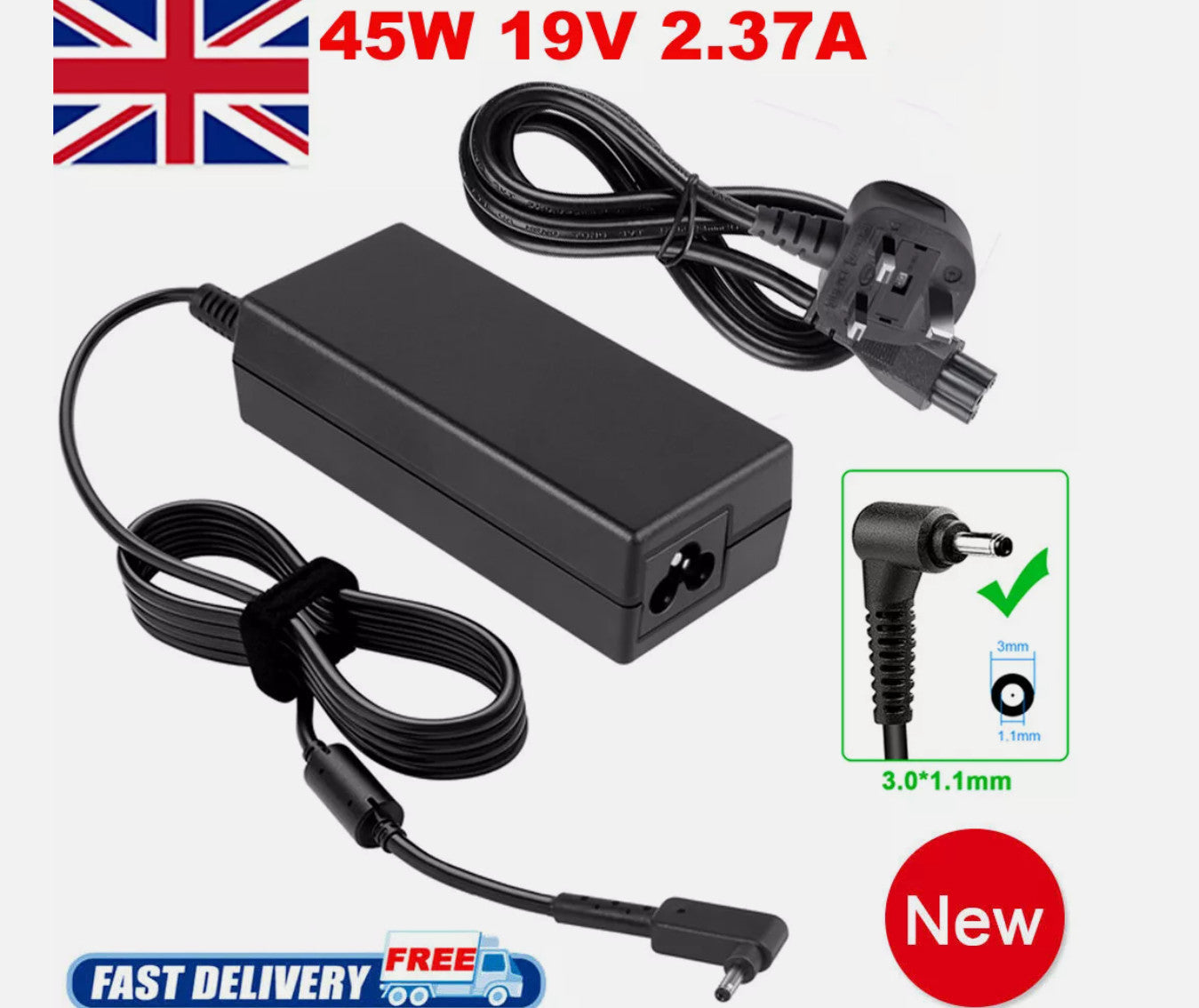 For Aspire 3 A315-58 A315-22 A315-34 N20C5 45W Laptop Power Adapter Charger