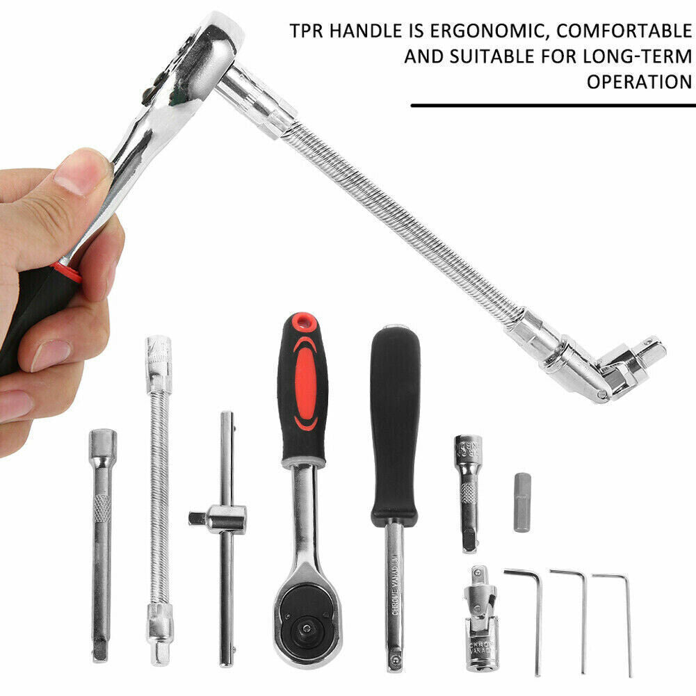 46PCS Metric Socket Set Ratchet Torx Wrench Kit 1 4 Drive Repair Tool With Case