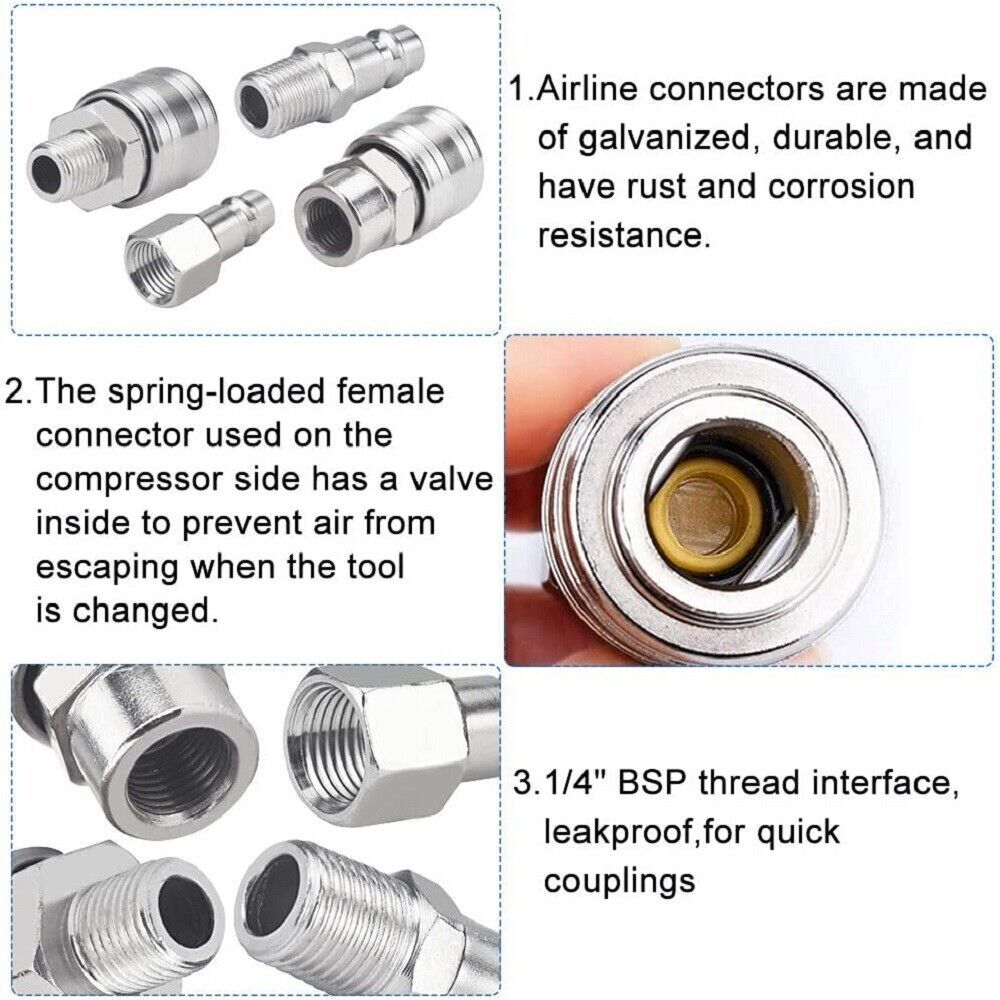 20 PCS Air Line Hose Compressor Fitting Coupling Connector Quick Release