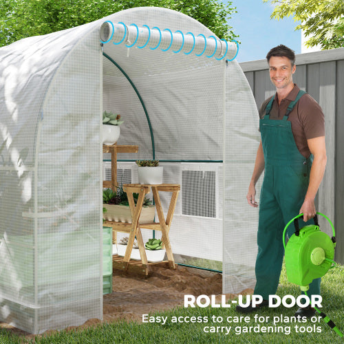Outsunny 245 X 200cm Polytunnel Greenhouse - White