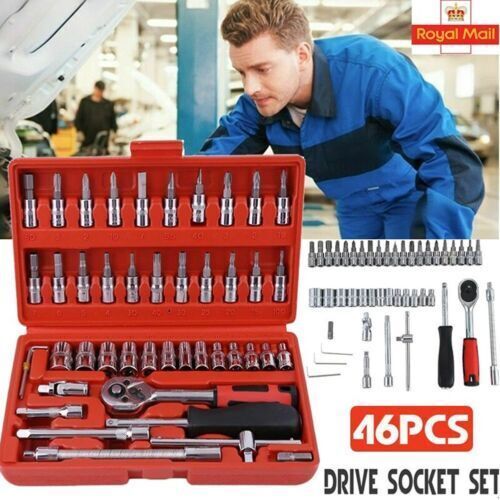 46PCS Metric Socket Set Ratchet Torx Wrench Kit 1 4 Drive Repair Tool With Case