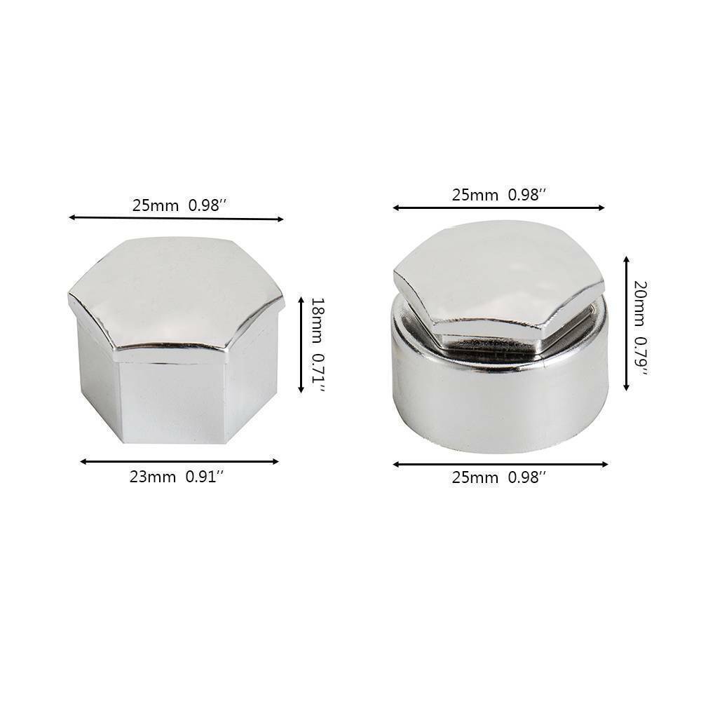 20Pcs 17mm Gloss Silver Car Wheel Nut Caps Bolt Covers For VW Vauxhall Bmw