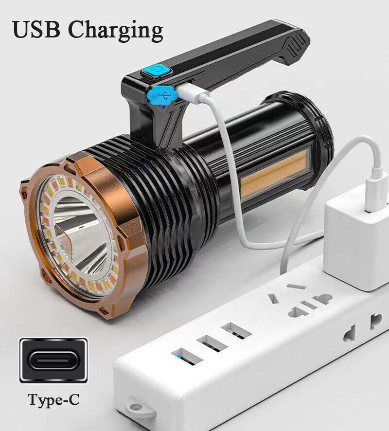 High Powered 12000000LM LED Flashlight Super Bright Torch USB Rechargeable Lamp