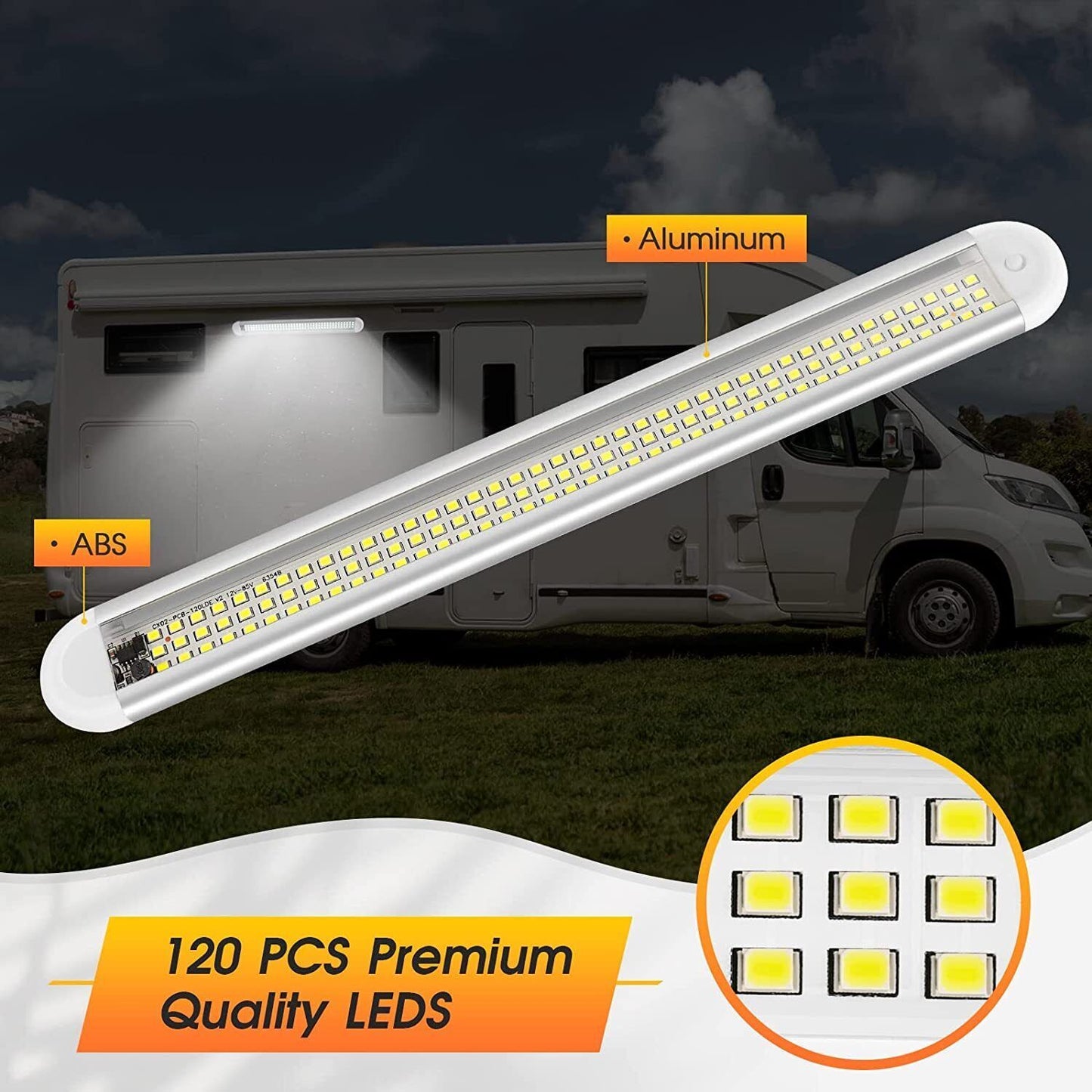 12V 120 LED Car Interior Strip Lights Bar Light Car Van Caravan Boat Home Bus UK