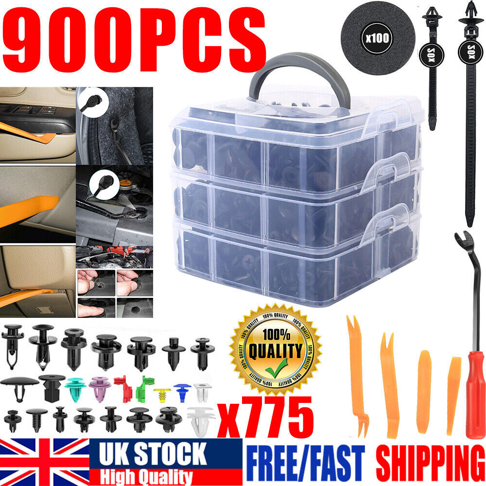 900Pcs Car Body Trim Clips Plastic Push Pin Rivet Screw Panel Fasteners Interior