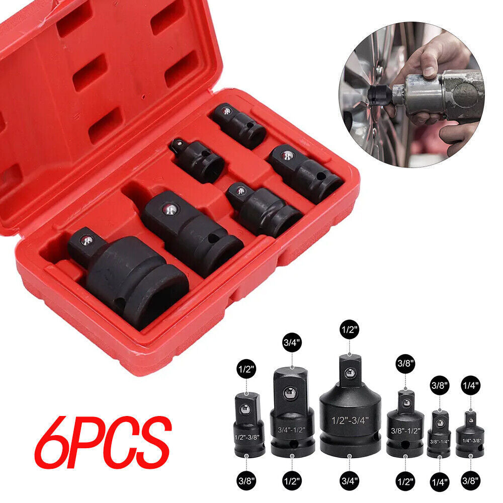 6 X Impact Socket Adapter And Reducer Set Female To Male 1-4 3-8 1-2 3-4
