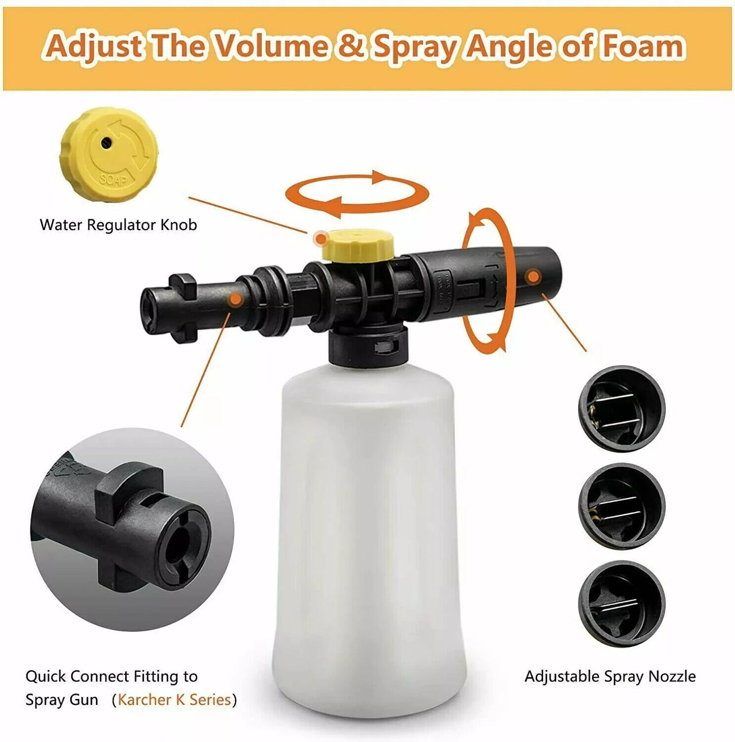 Snow Foam Lance Cannon Gun For Karcher K2-K7 Car Pressure Washer Washing Bottle