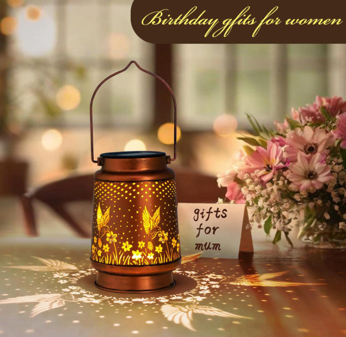 Hummingbird Solar Lantern Metal Hanging Light LED Decorative Light Garden Decor