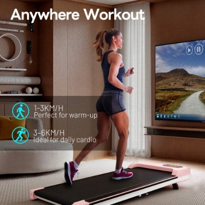 Folding Under Desk Walking Pad Treadmill With Adjustable Incline, 1-6 Km H Low Noise For Home Office, LED Display, Magnetic Remote Control, Transport Wheels Plug, Black.