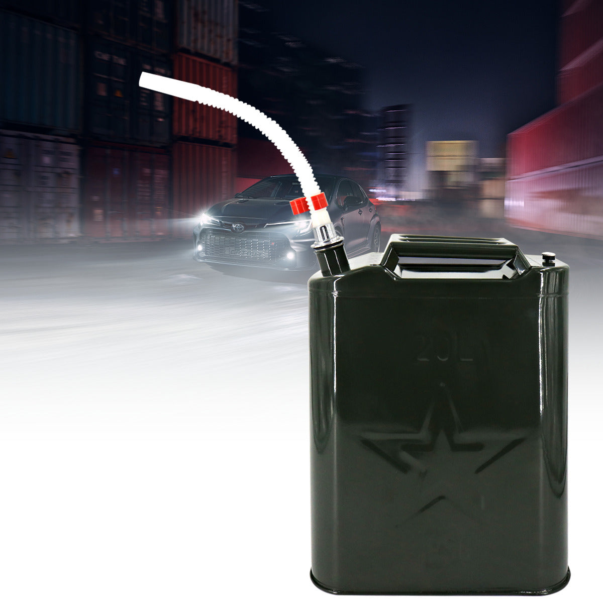 20L Metal Jerry Can Green Car Storage Fuel Petrol Container & Flexi Spout