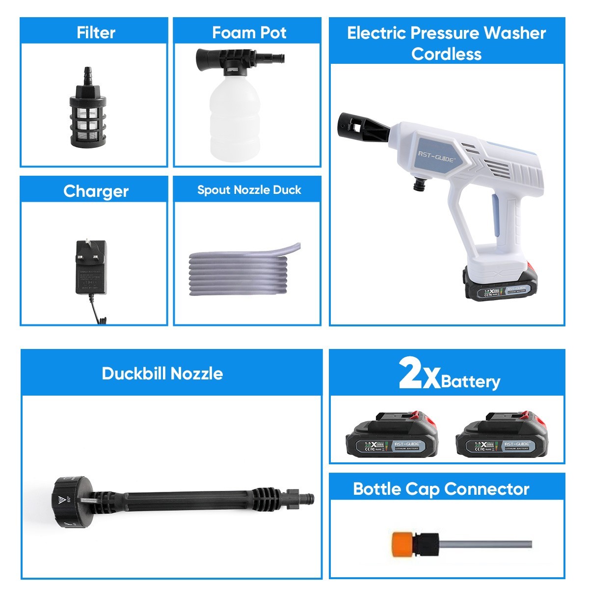Car Pressure Washer Water Cordless High Power Jet Wash Cleaner Portable 2Battery