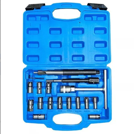 17Pcs Universal Injector Seat Cutter Cleaner Tool Carbon Remover Set Kit
