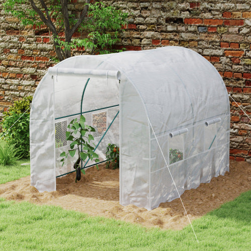 Outsunny 245 X 200cm Polytunnel Greenhouse - White
