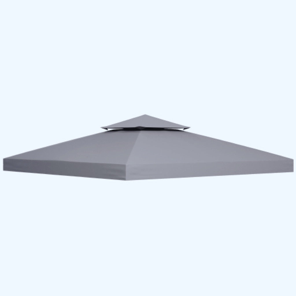 Outsunny Gazebo Top Cover Double Tier Canopy Replacement Pavilion Roof Deep Grey