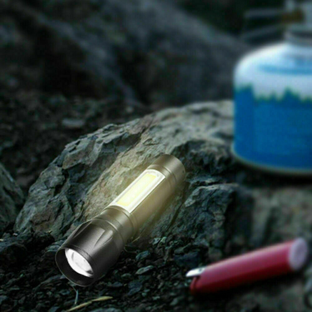Mini Flashlight LED COB Torch Rechargeable High Lumens Zoomable Adjustable Focus Camping Light 3 Modes For Outdoor Waterproof