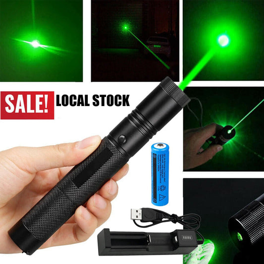Green Laser Pointer Pen Light 9900Mile Strong  Visible Beam Lazer AAA Torch 532nm USB Rechargeable Flashlight