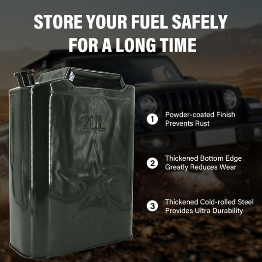 20L Metal Jerry Can Green Car Storage Fuel Petrol  Container & Flexi Spout